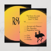Bruiloft bij zonsondergang met vlammend decor RSVP kaartje (Voorkant / Achterkant)
