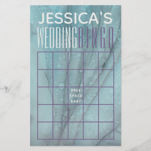 Bruiloft BINGO Turquoise en Lavendel Flyer (Voorkant)