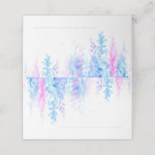 Bruiloft blauw roze bloem cascade plaats kaart (Buitenkant ongevouwen)