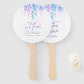 Bruiloft blauwe bloem cascade programma fans handwaaier (Voorkant en achterkant)