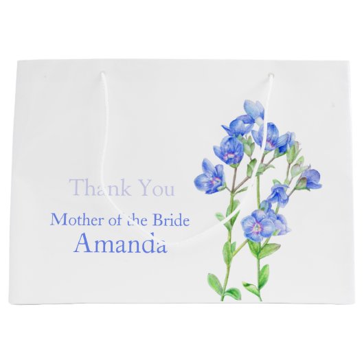 Bruiloft blauwe moeder van de bruid gunst geschenk groot cadeauzakje (Voorkant)
