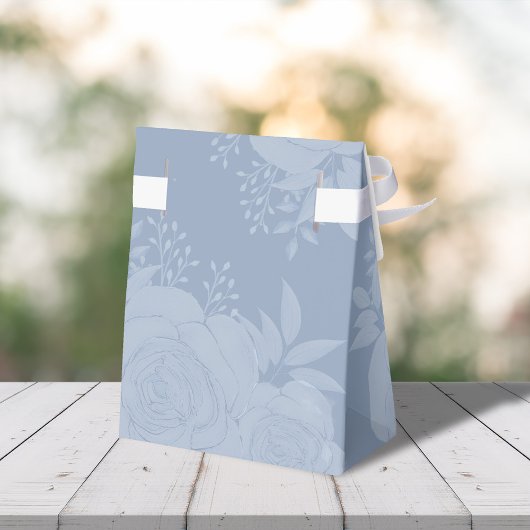 Bruiloft Bloemen Botanisch Blauw Script Typografie Bedankdoosjes