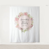 Bruiloft Blush Roze Bloem Foto Achtergrond Wandkleed (Voorkant)