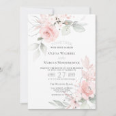 Bruiloft | Blush roze roze Rozen Kaart (Voorkant)