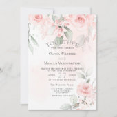 Bruiloft | Blush roze Waterverf Florence Rozen Kaart (Voorkant)