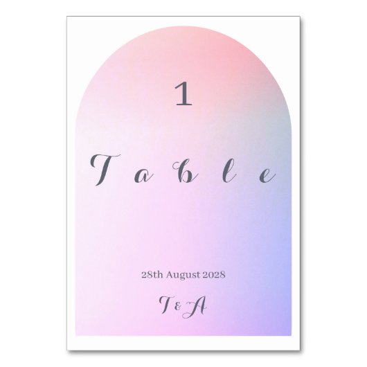 Bruiloft Boho Arch Roze Lila Ombre Tafelnummer (Voorkant)