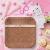 Bruiloft Boho Sinaasappel & Bruin Geometrische Str Papieren Bordje (Feest)