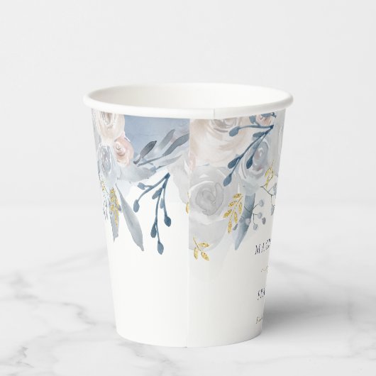 Bruiloft bord blauw rozen papieren bekers (Rechts)