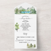 Bruiloft Bos Waterverf River Mountain Outdoors All In One Uitnodiging (Binnen)