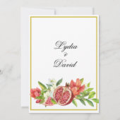 Bruiloft Botanische Boho Elegant Granaatappel Kaart (Achterkant)