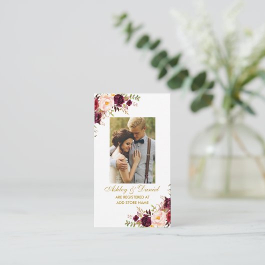 Bruiloft Bourgogne Bloemen Foto Registry Invoegen  Informatiekaartje (Staand voorkant)