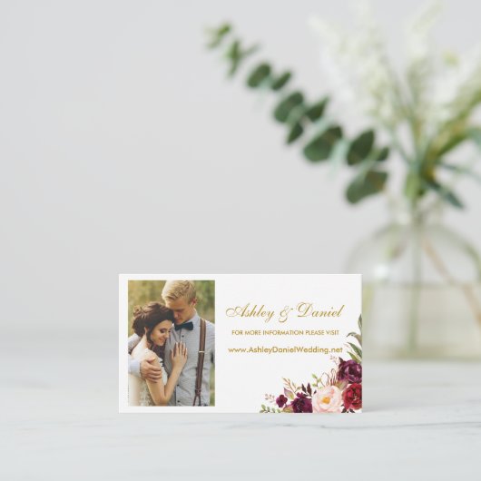 Bruiloft Bourgogne Bloemen Foto Website Invoegen K Informatiekaartje (Staand voorkant)