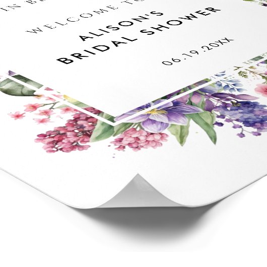 Bruiloft Bridal Shower Bloementuin Welkom Poster (Hoek)