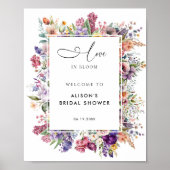 Bruiloft Bridal Shower Bloemetuin Welkom Poster (Voorkant)