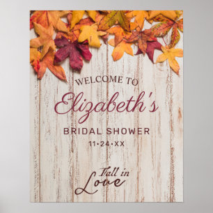 Bruiloft Bridal Shower Hout Herfstbladeren Poster