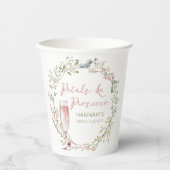 Bruiloft Bridal Shower met Bloemen en Prosecco Papieren Bekers (Voorkant)