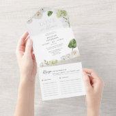 Bruiloft Bridal Shower met Groen Overal in Bloei All In One Uitnodiging (Afscheurbaar)