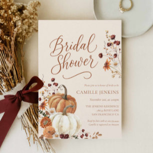 Bruiloft Bridal Shower met herfstbloemen in landel Kaart