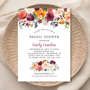 Bruiloft Bridal Shower met herfstbloemen in landel Kaart