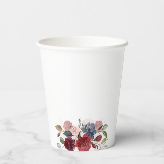 Bruiloft Bridal Shower Modern Bourgondië Blush Blo Papieren Bekers (Achterkant)