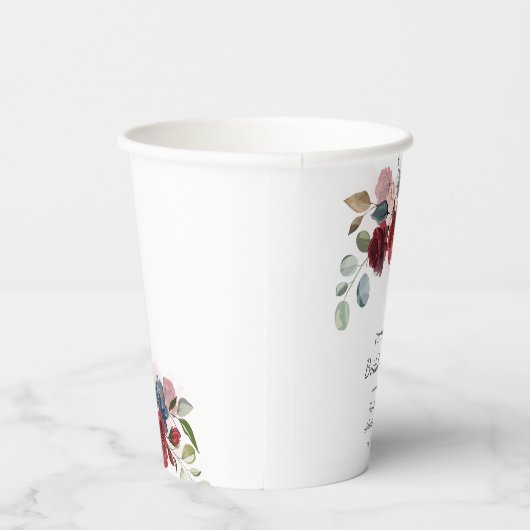 Bruiloft Bridal Shower Modern Bourgondië Blush Blo Papieren Bekers (Rechts)