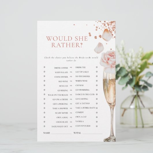Bruiloft Bridal Shower Petals & Prosecco Zou zij l Briefpapier (Staand voorkant)