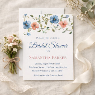 Bruiloft Bridal Shower Stofblauw Elegante Wilde Bl Kaart