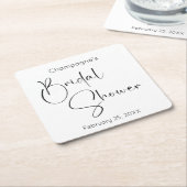 Bruiloft Bridal Shower Vierkante Kartonnen Onderzetter (Schuin)