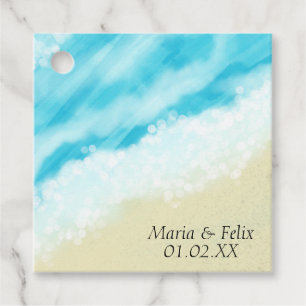 Bruiloft Bridal Shower Zand Tropische Golven Bedankjes Labels
