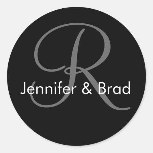 Bruiloft bruid bruidegom namen Monogram R Sticker (Voorkant)