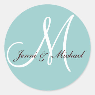 Bruiloft bruid bruidegom namen Monogram Sticker bl