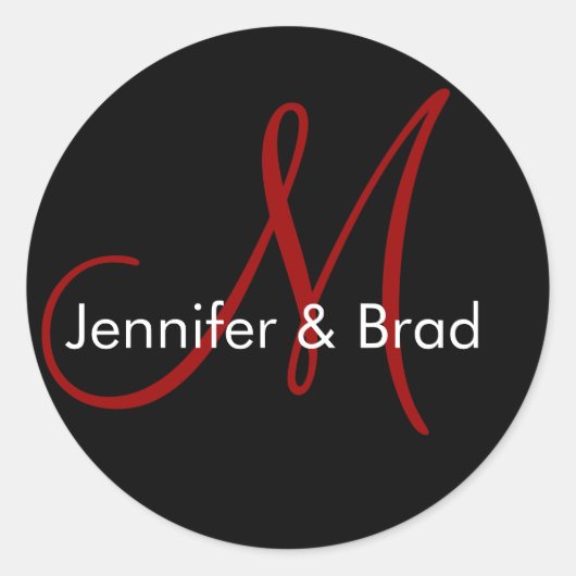 Bruiloft bruid bruidegom namen Monogram Sticker ro (Voorkant)