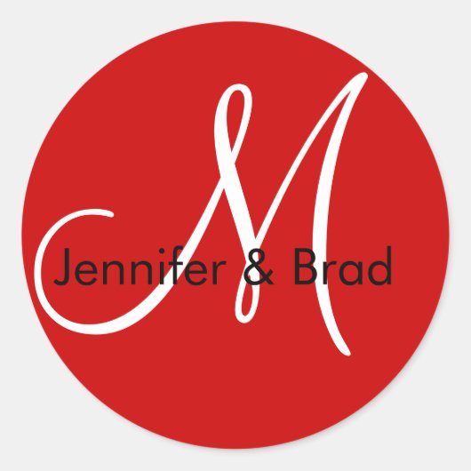 Bruiloft bruid bruidegom namen Monogram Sticker ro (Voorkant)