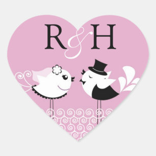 Bruiloft bruid en bruidegom vogels Stickers
