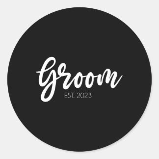 Bruiloft bruidegom Est 2023 bruidegom Ronde Sticker