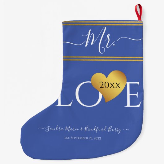 Bruiloft bruidegom Kerstmis naam Mrs.Maroon Rood G Grote Kerstsok (Achterkant)