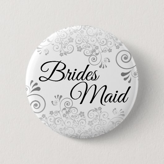 Bruiloft bruiden Maid Button Zilveren Lacy krullen (Voorkant)
