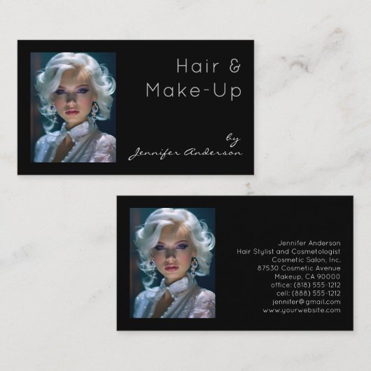 Bruiloft bruids haar stylist make-up cosmetoloog visitekaartje (Voorkant / Achterkant)