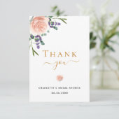 Bruiloft bruidsfeest roze goud roze lavendel bedankkaart (Staand voorkant)