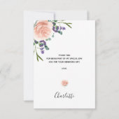 Bruiloft bruidsfeest roze goud roze lavendel bedankkaart (Achterkant)