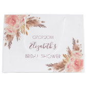 Bruiloft bruidsfeest roze pampasgras roos groot cadeauzakje (Voorkant)