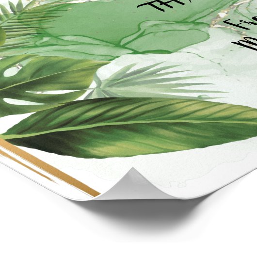 Bruiloft Bruidsfeest Tropisch Palm Bord Poster (Hoek)