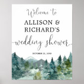 Bruiloft bruidsshowers welkomstbord in bergachtige poster (Voorkant)