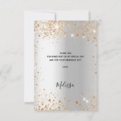 Bruiloft bruidssluiting zilver goud glitters glamo bedankkaart (Achterkant)