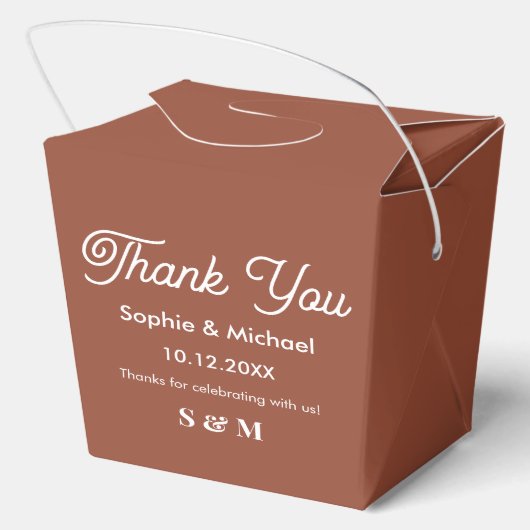 Bruiloft Bruin Terracotta bruid bruidegom Bedankdoosjes (Achterkant)