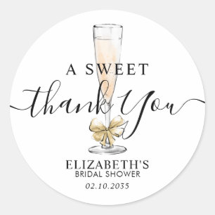 Bruiloft brunch bruisend fluit zoete dank je bruid ronde sticker