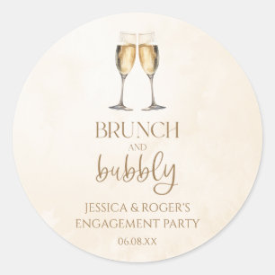 Bruiloft brunch en bubbels bruiloftsfeest favor ronde sticker