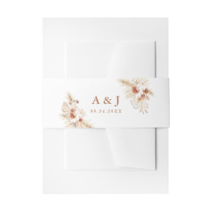 Bruiloft buik band, Boho Pampas gras bruiloft Uitnodigingen Wikkel