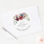 Bruiloft Burgundy Rustieke Bloem Schrift Ronde Sticker (Envelop)