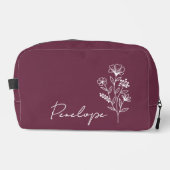 Bruiloft Cadeau, Reis Tas met Naam en Bloemen Moti (Voorkant)